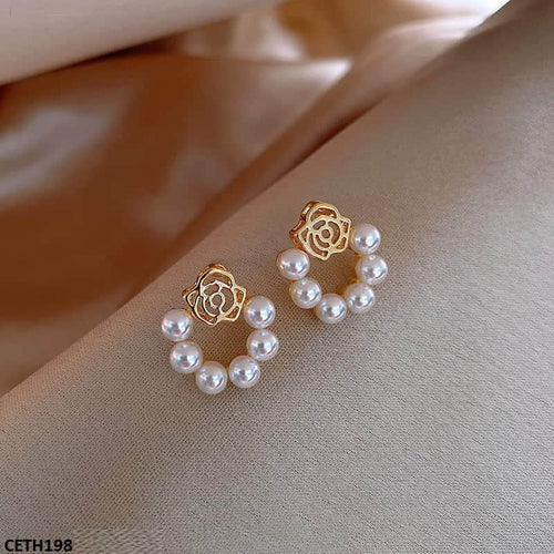 CETH198 SGC Rose Pearl Stud Tops Pair