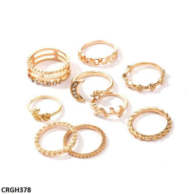 CRGH378 YYE Flower/Moon/Leaf 9 Midi Rings