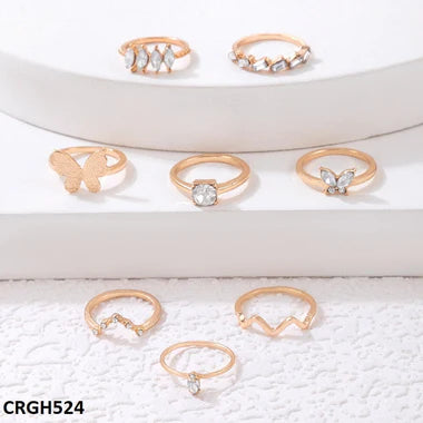 CRGH524 YYE Butterfly/V 8 Midi Rings