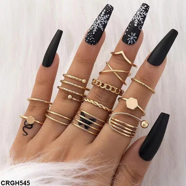 CRGH545 YYE Round/Spring/Octagon 12 Midi Rings