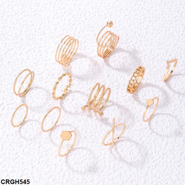 CRGH545 YYE Round/Spring/Octagon 12 Midi Rings