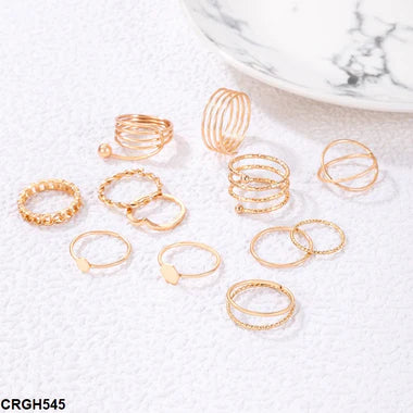 CRGH545 YYE Round/Spring/Octagon 12 Midi Rings