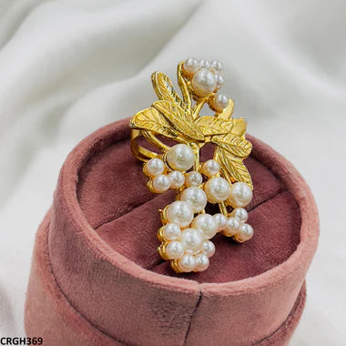 CRGH369 ZLX Leaf N Pearl Ring Adjustable