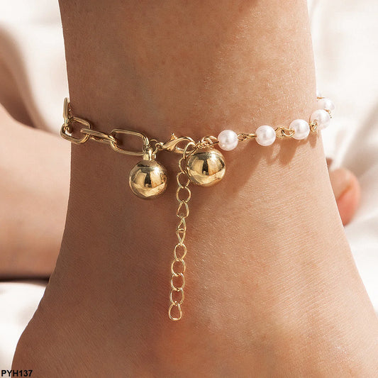 PYH137 YYE Pearl Beads Foot Anklet Single