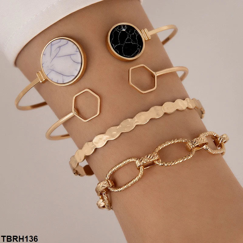 TBRH136 SGC Octagon Curb Chain Bracelet Set
