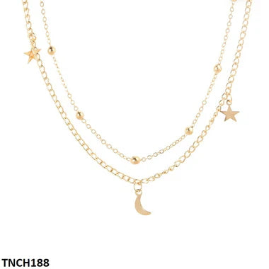 TNCH188 YYE Balls/Moons/Stars Curb Layered Necklace