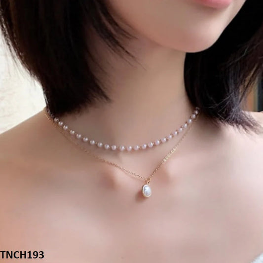 TNCH193 LQP Curb/Pearl Necklace