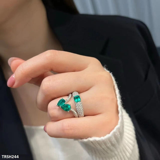 TRSH244 CJD Rectangle Join Tear Cathedral Adjustable Ring