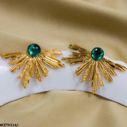 CETH114 YYE Peacock Leaft Studs