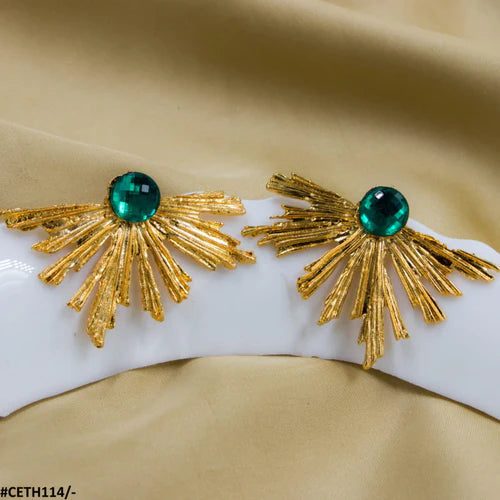 CETH114 YYE Peacock Leaft Studs