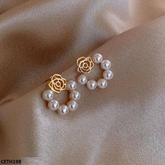 CETH198 SGC Rose Pearl Stud Tops Pair