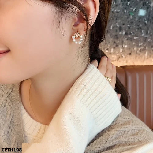 CETH198 SGC Rose Pearl Stud Tops Pair