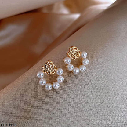CETH198 SGC Rose Pearl Stud Tops Pair