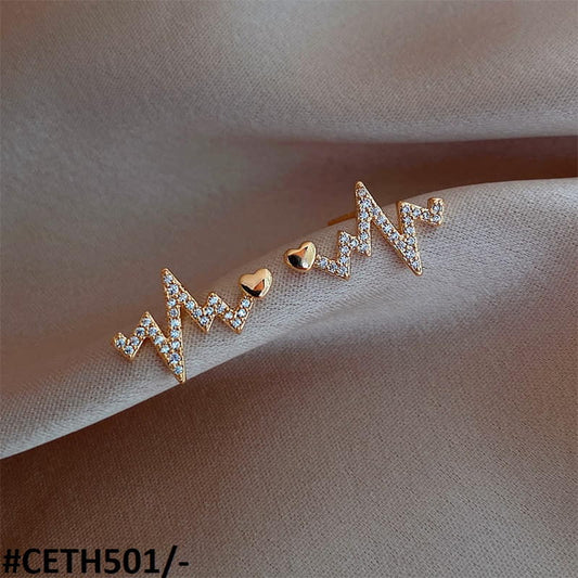 CETH501 SIQ Zigzag Heart Stud Tops Pair