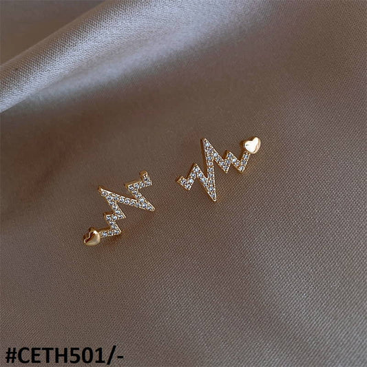 CETH501 SIQ Zigzag Heart Stud Tops Pair