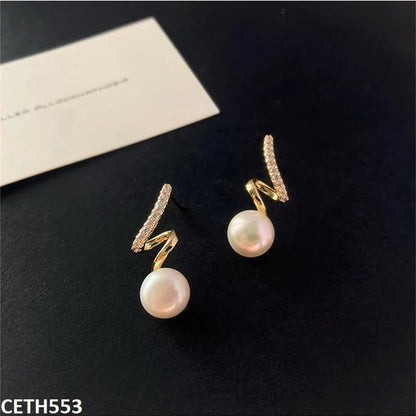 CETH553 LSH Zigzag/Pearl Stud Tops Pair
