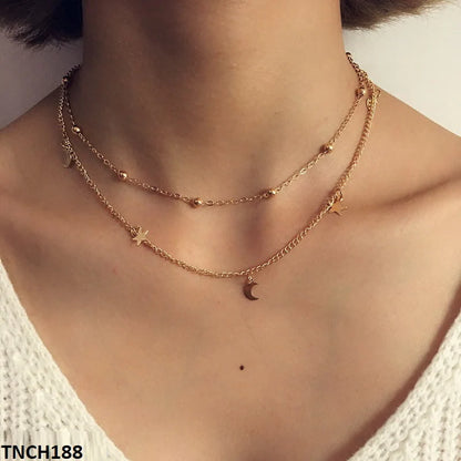 TNCH188 YYE Balls/Moons/Stars Curb Layered Necklace