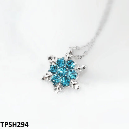 TPSH294 JMN Aqua Flower Star Curb Chain Pendant