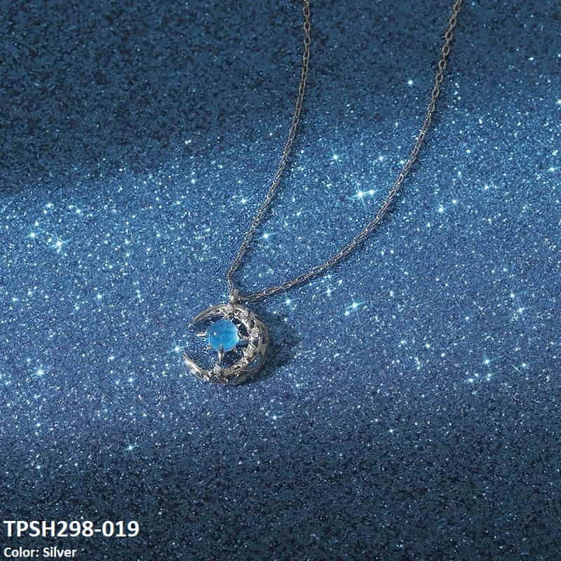 TPSH298 XST Moon/Aqua Curb Chain Pendant