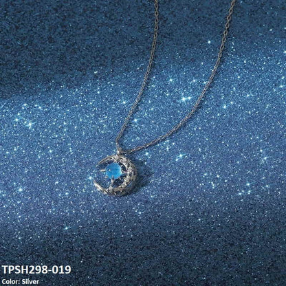 TPSH298 XST Moon/Aqua Curb Chain Pendant