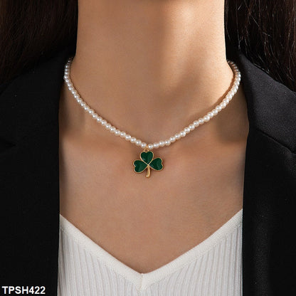 TPSH422 YYE Leaf Pendent With Pearl Chain